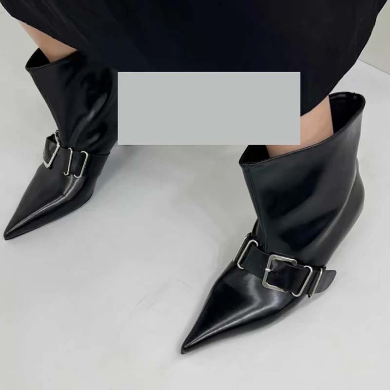 

Ankle Boots for Women Pointed Toe Low Heels Designer Shoes Fashion Dress Pumps Winter 2025 Luxuey Elegant Mujer Chelsea Botas