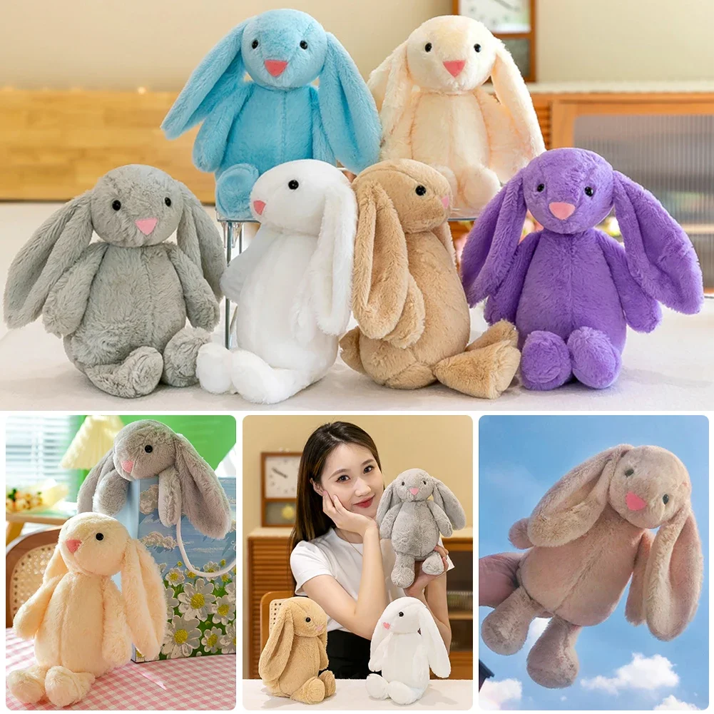 25cm Cute Bunny Rabbit Plush Toy Long Ear Soft Stuffed Doll Sleeping Toy Girls Kids Baby Kawaii Plush Animal Birthday Gifts