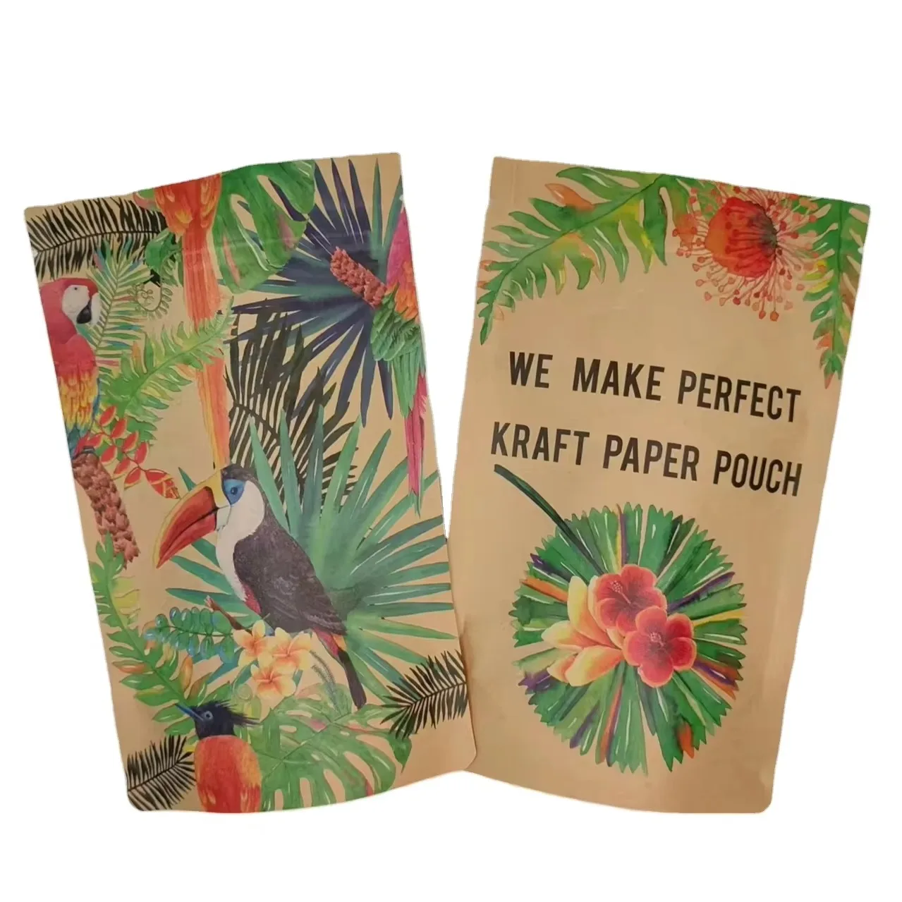 Custom Kraft Stand Up Pouch | Colorful Printing Paper Bag | Zipper Food Packaging Bag