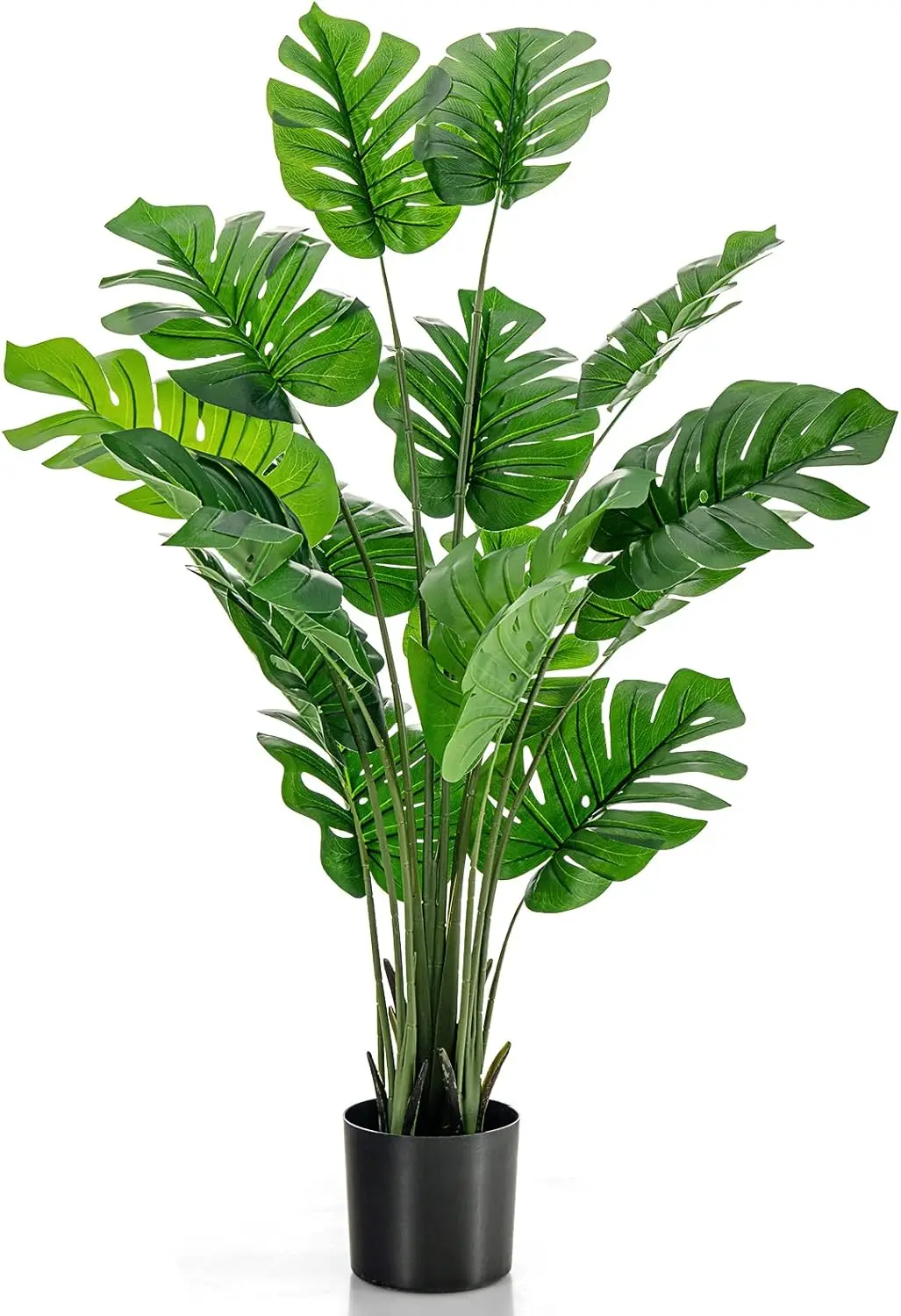 5Ft Fake Monstera Deliciosa Plants, Faux Monstera Plant W/15 Turtle Leaves, Cement-Filled Plastic Pot, 60 Inch Fake Plant For