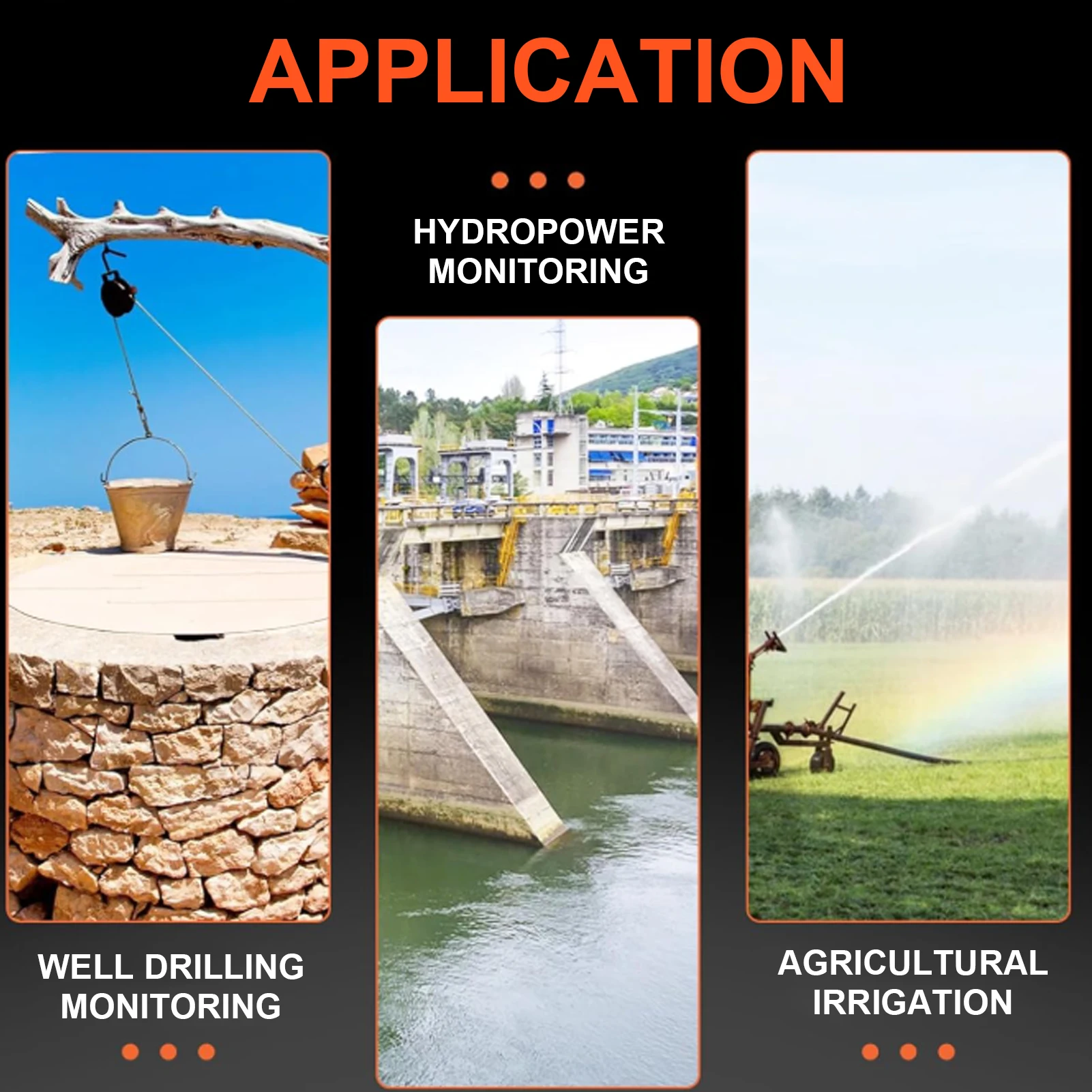 Измеритель уровня воды, измеритель глубины воды 30 м/98 футов, индикатор жидкости на батарейках с зондом из нержавеющей стали диаметром 25 мм