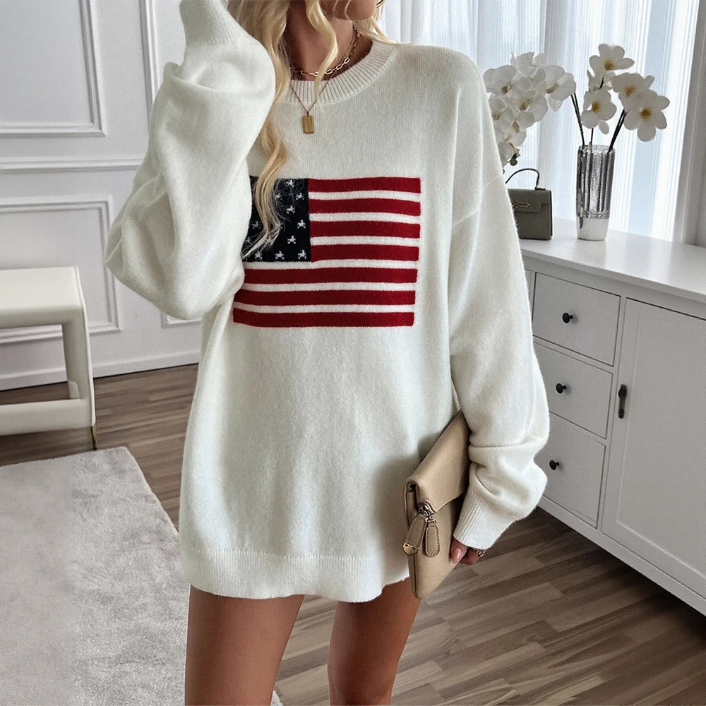 

Business Commute Style Long Sleeve round Neck Sweater Fitted Design Straight Tube Sleeves Women's Fashion Casual Wear