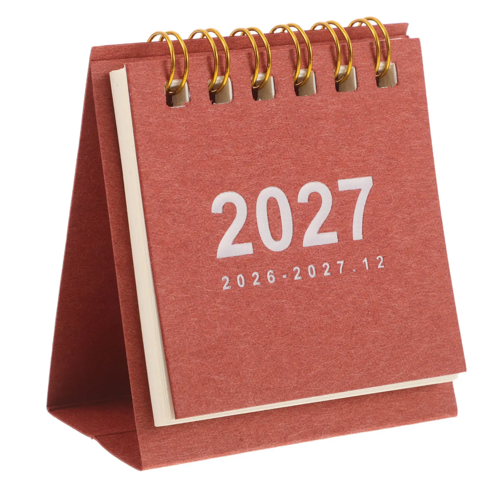 Mini Desk Calendar 2027 Compact Nordic Design Portable Spiral Flip Stand Academic Organizer Space-Saving Desktop Planner Ring