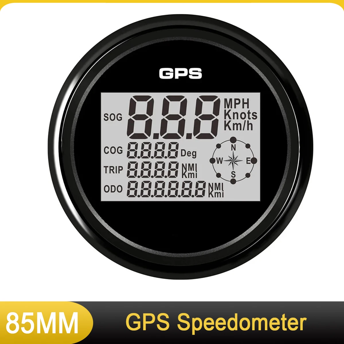85mm GPS Speedometer Universal Odometer Gauge with GPS Antenna 8 Colors Backlight MPH KMH for Car Truck Marine