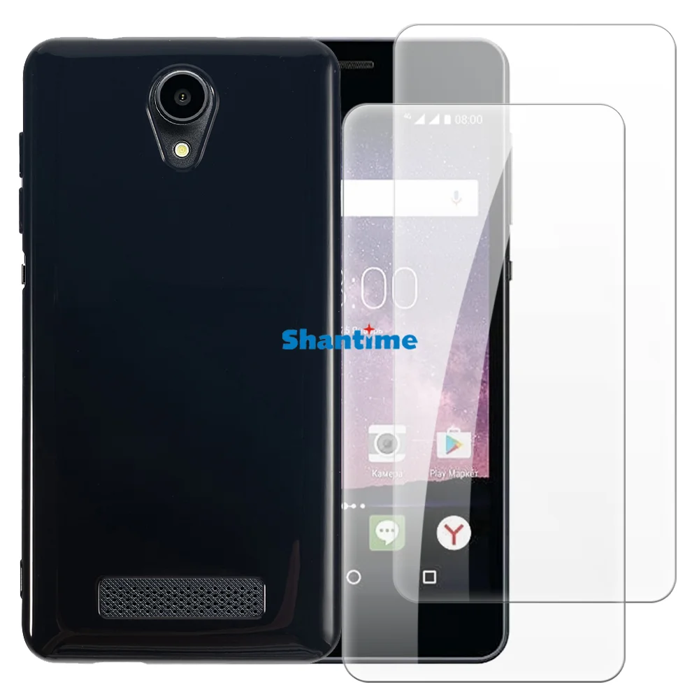 Soft Case + 2 Pack Tempered Glass Screen Protectors for Philips S318 Full-Body Protection