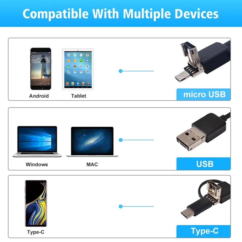 กล้องEndoscopeพร้อมแสงสําหรับAndroid PC 1080P HD Borescope 8 LED 8 มม.IP67 กันน้ํากล้องตรวจสอบอุตสาหกรรม