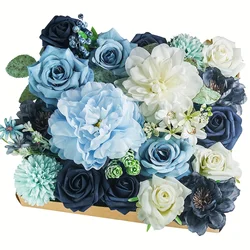 Blue rose artificial flower combination box set, bride bouquet, outdoor/indoor DIY center piece, flowers for decoration