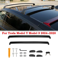 Lockable Roof Rack Cross Bars Fit For Tesla Model Y Model 3 Highland 2024-2017, Cargo Crossbar 165lbs Roof Rack for Carrier Bike