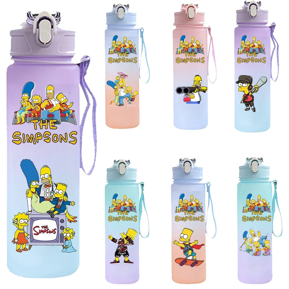 

Пластиковая чашка для воды Disney Animation "Симпсоны" объемом 750 мл, креативная детская бутылка для горячих напитков с мультяшными персонажами, чашка для воды