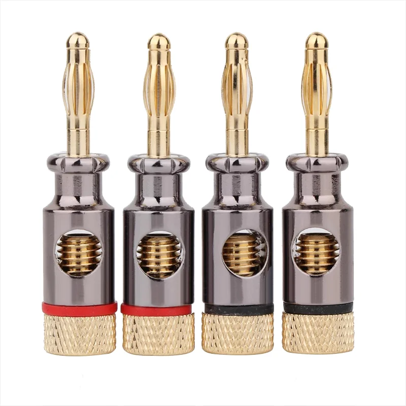 

8PCS 4mm Speaker Banana Plug Connector Gold Plated Brass Speaker Adapter Audio Video Banana Connectors