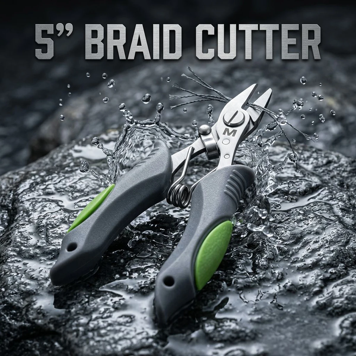 Mustad 5-Zoll Angelschere, Hochleistungs-Geflechtenschneider aus Edelstahl mit Spiegelpolitur, Soft-Grip-Griffen & Sicherheitsverriegelung für Schnüre