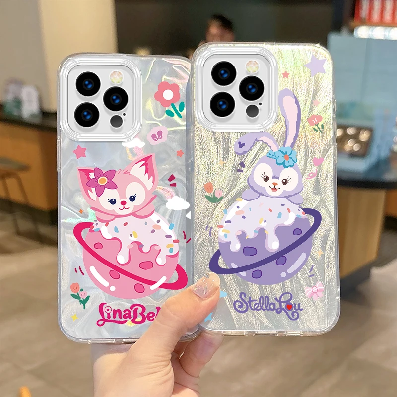Disney Planet StellaLou LinaBell Cartoon Phone Case for iPhone 16 15 14 13 12 11 8 7 6 Pro Max Plus XS XR Hard Shockproof Covers