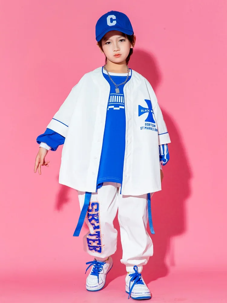 Jungen Hip Hop Set Baseball Jacke Cargo Hosen Mädchen Streetwear Sport Mantel Kinder Jazz Kleidung Kinder Street Dance Kostüm