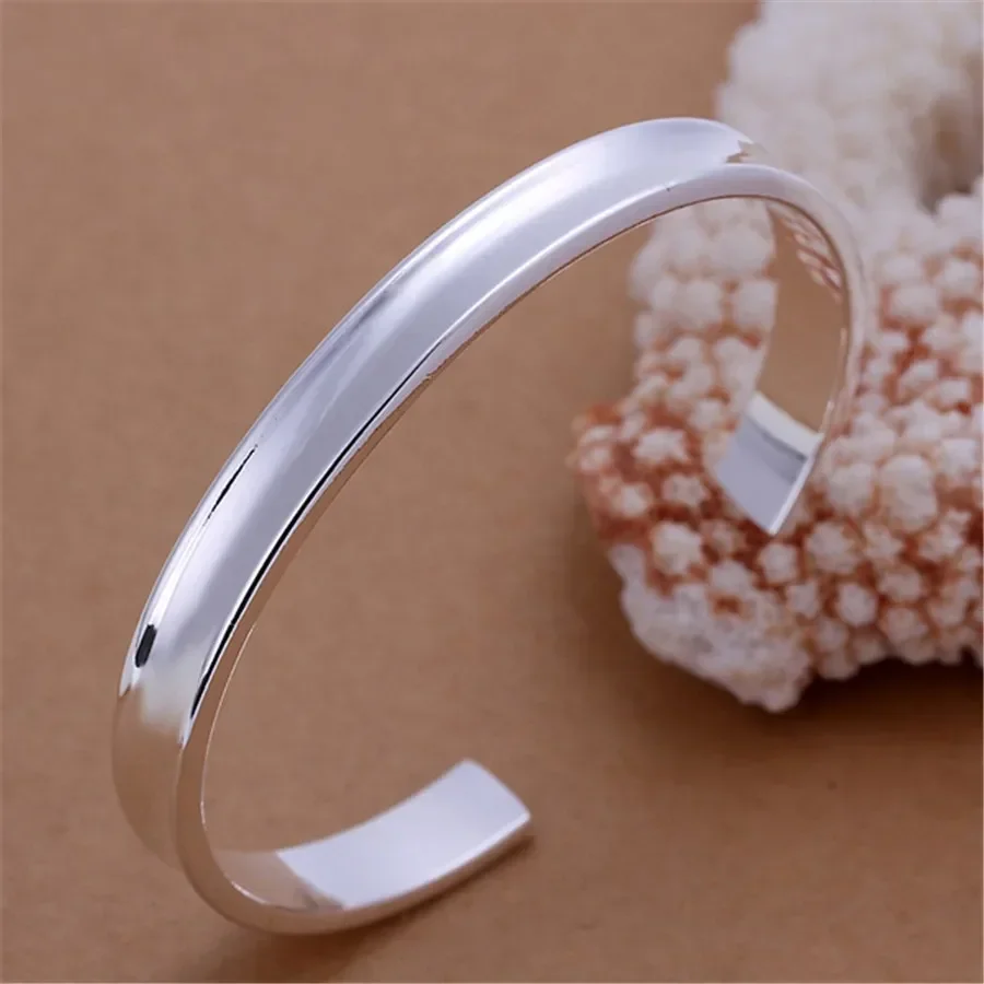 

925 Sterling Silver High Quality Fashion Open Women Wedding Party Jewelry Classic Bangle Bracelet Jewelry Gift Hot
