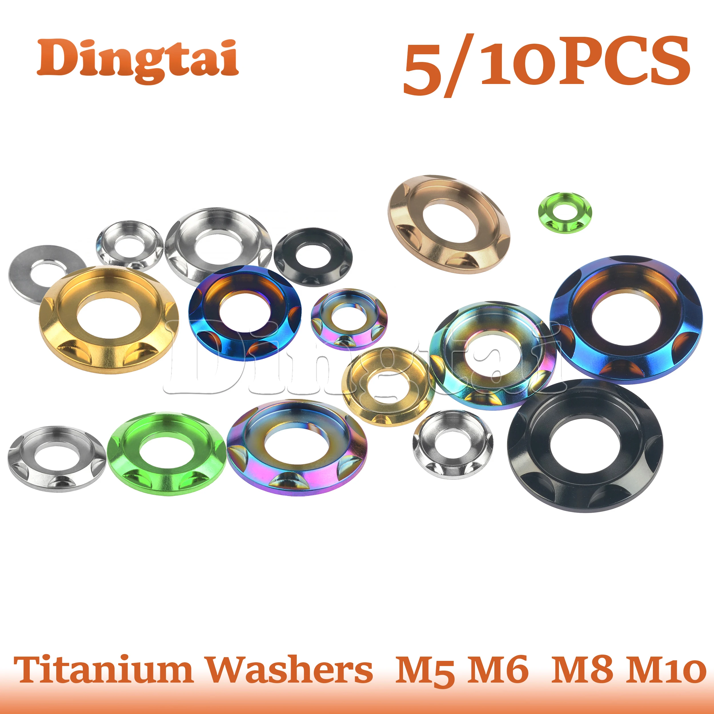 

Dingtai Titanium Washers 5/10PCS M5 M6 M8 M10Decorative Stepped Washers For Motorcycle Bicycle And Car Modification Fasteners