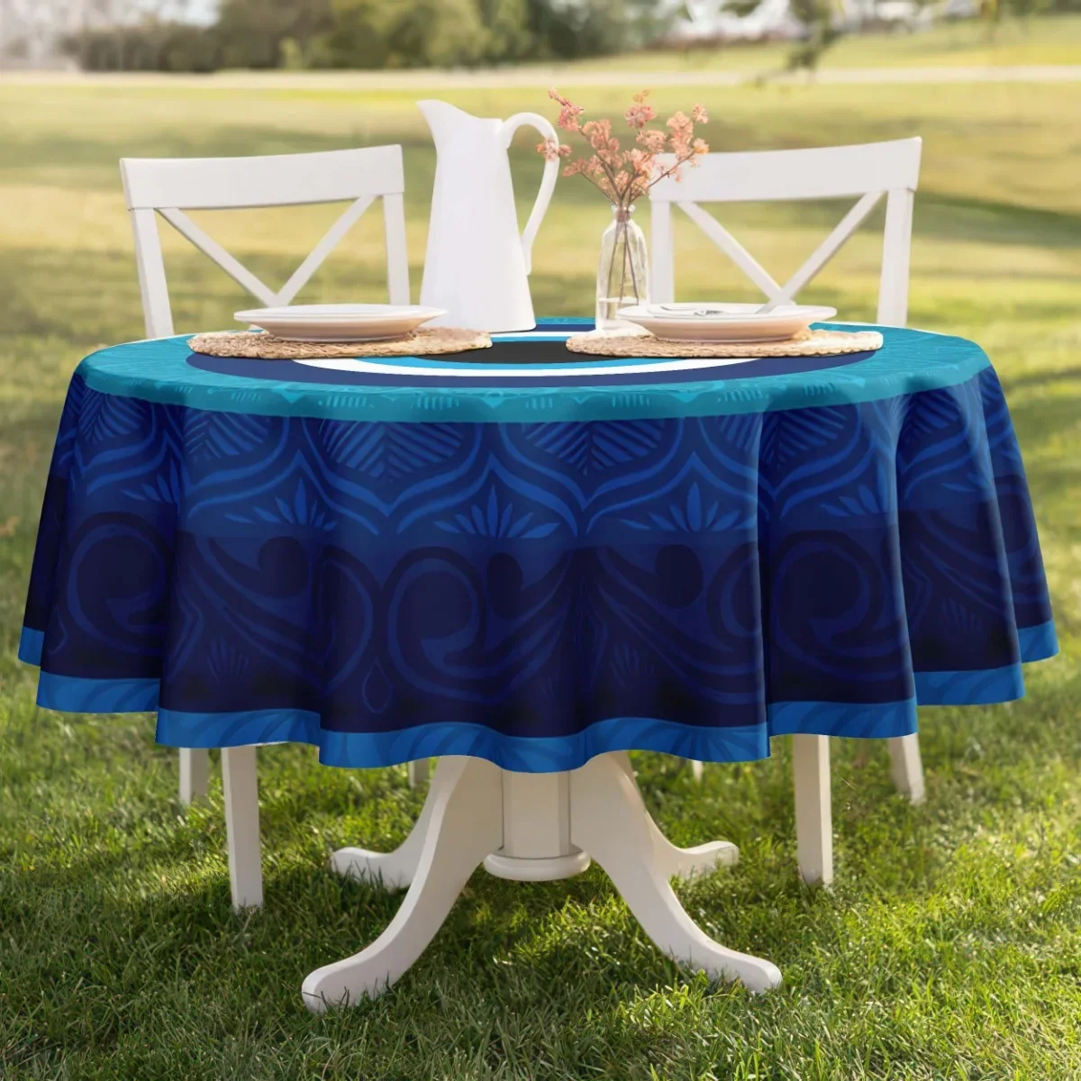 1PC round polyester tablecloth with the demonic eye pattern, available in multiple sizes, with a strong Bohemian style.yzb