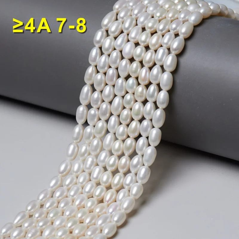 

-8mm - natural freshwater pearl jewelry handmade materials semi-finished rice-shaped pearls