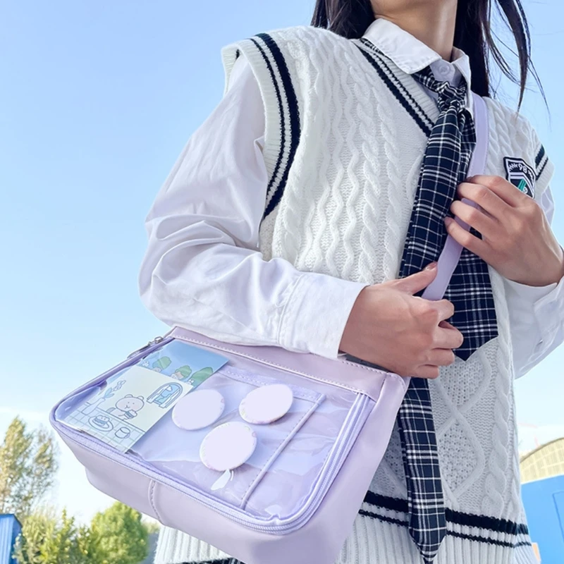 Japanese Harajuku JK Uniform Itabag Women College Students Transparent Messenger Bag High School Girls Crossbody Shoulder Bag