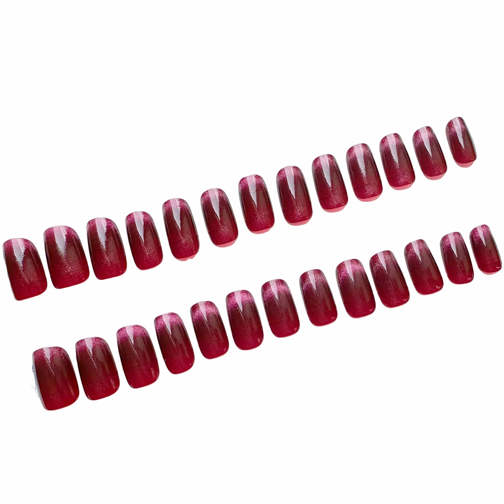 Glossy Burgundy  Length Press on Nails Easy to Apply Simple to Peel off Nails for Stage Performance Wear