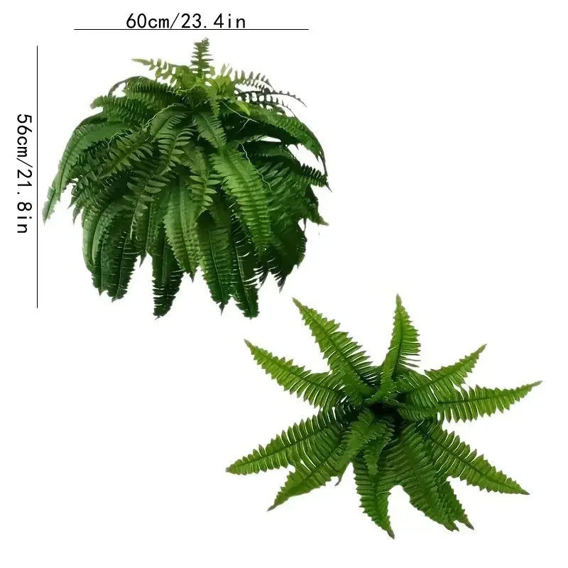 1 Stück Künstlicher Boston-Farn 60CM Kunstpflanze für Heim-Deko Garten Hochzeitsdekoration Outdoor Topfpflanze Veranda-Deko – Detail 3