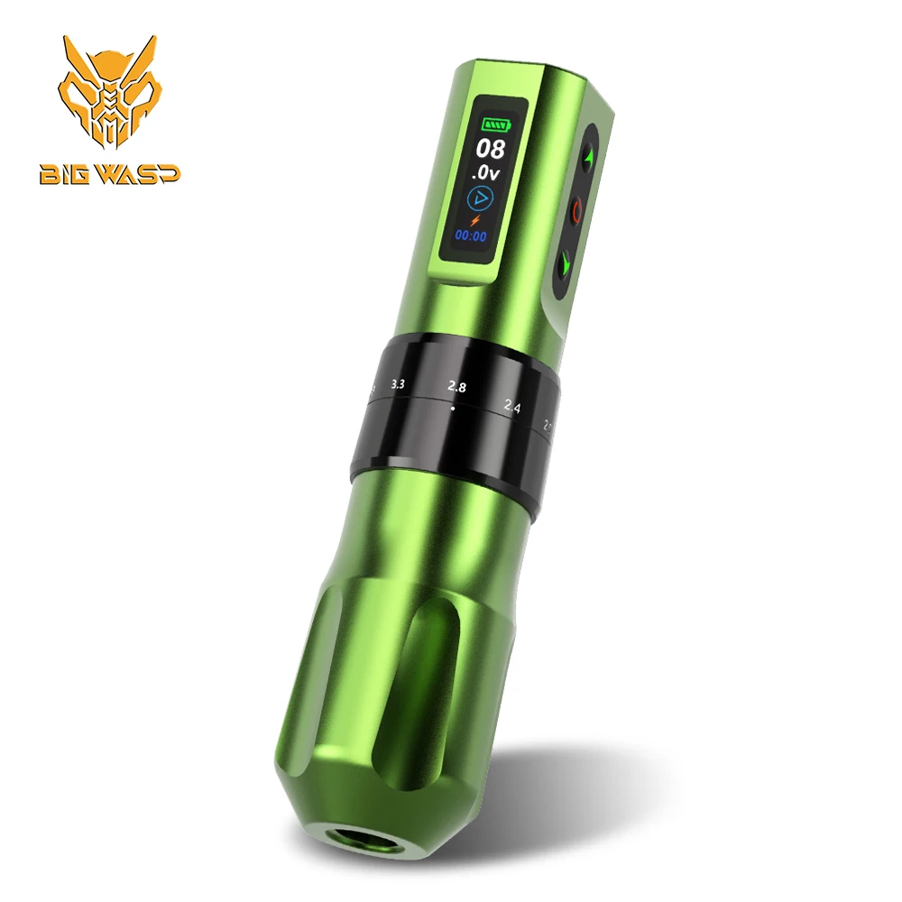 

Профессиональная беспроводная машина для татуировки BIGWASP, ручка с регулируемым ходом 2,0-4,2 мм, 1800 мАч, аккумулятор, цветной экран, ручка с двигателем без сердечника