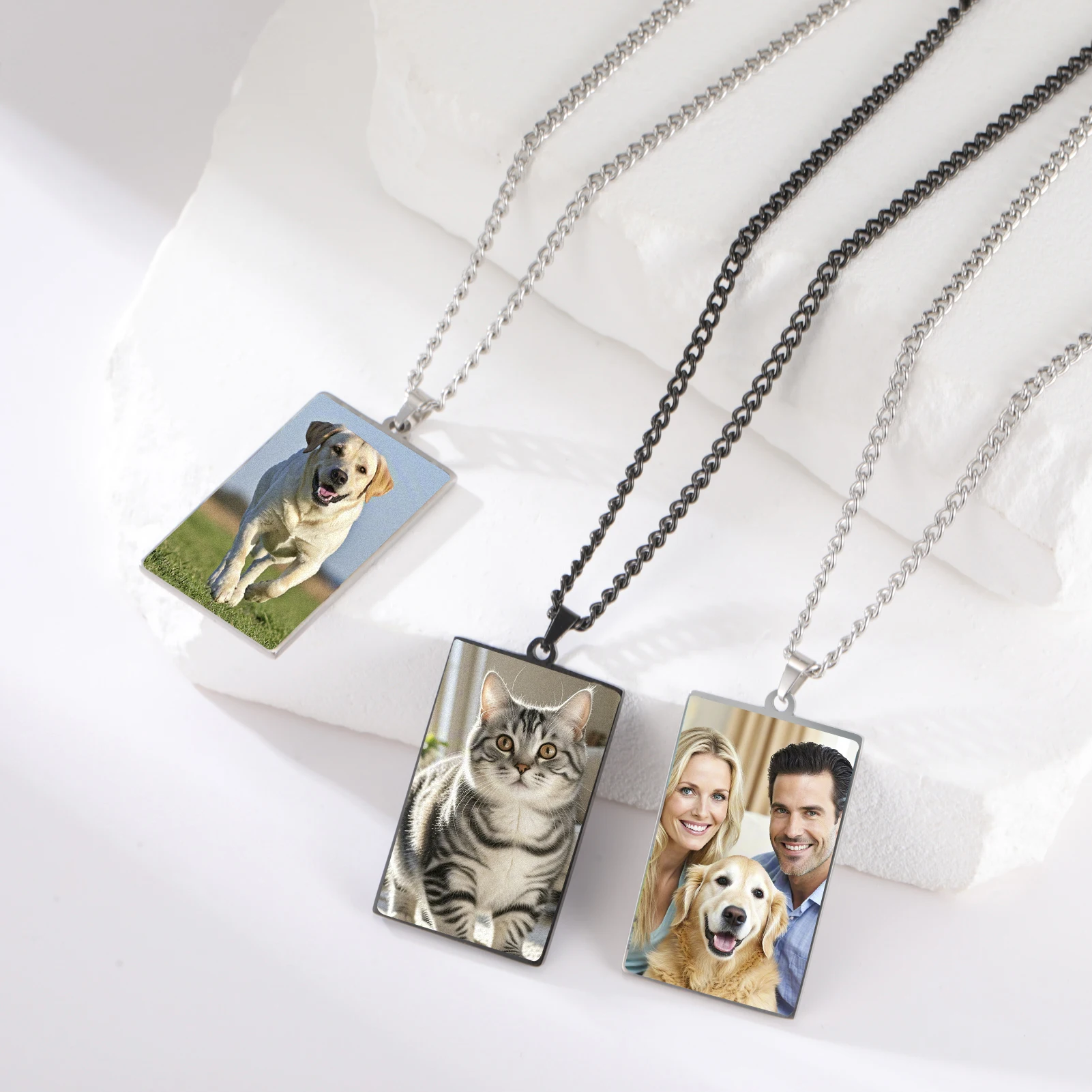 

Custom Photo Text Logo Pendant Necklaces Personalized Women Men Couple Memory Picture Necklaces Hip Hop Jewelry Christmas Gifts