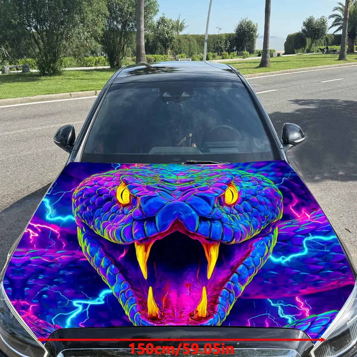 غلاف فينيل سيارة بيثون كهربائي ملون، ملصق غطاء محرك السيارة المقاوم للماء من مادة PVC، ملصقات ذاتية اللصق مقاومة للخدش لـ #2