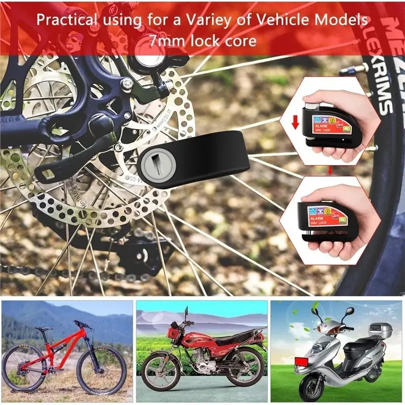 A98M Brake Lock Wheel Disc Scooter Motorcycle Bicycle Alarm Lock Waterproof Safety Brake Aaccessory view 2