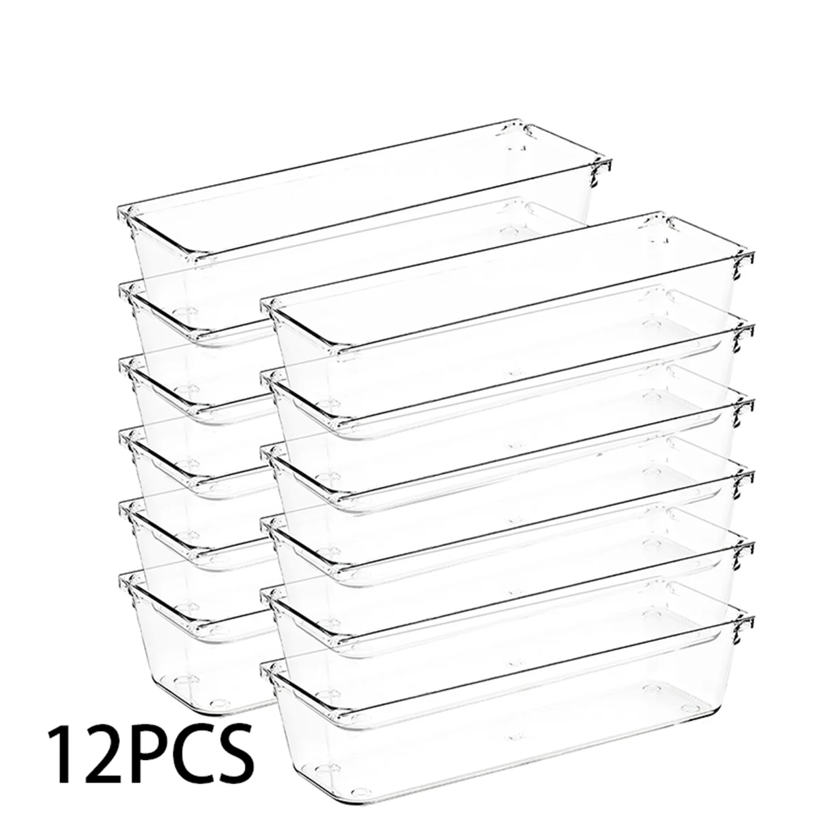 12 pieces, 8.97*2.95*2.16 inches (about 22.8*7.5*5.5 cm) transparent drawer storage box, dresser storage and storage space, suit