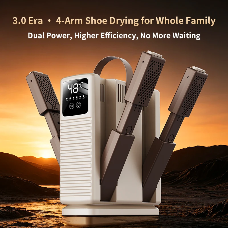 4 Arms Foldable Electric Shoe Dryer Household Boot Warmer with Timing Control Shoe Drying Machine Dehumidifier for Footwear