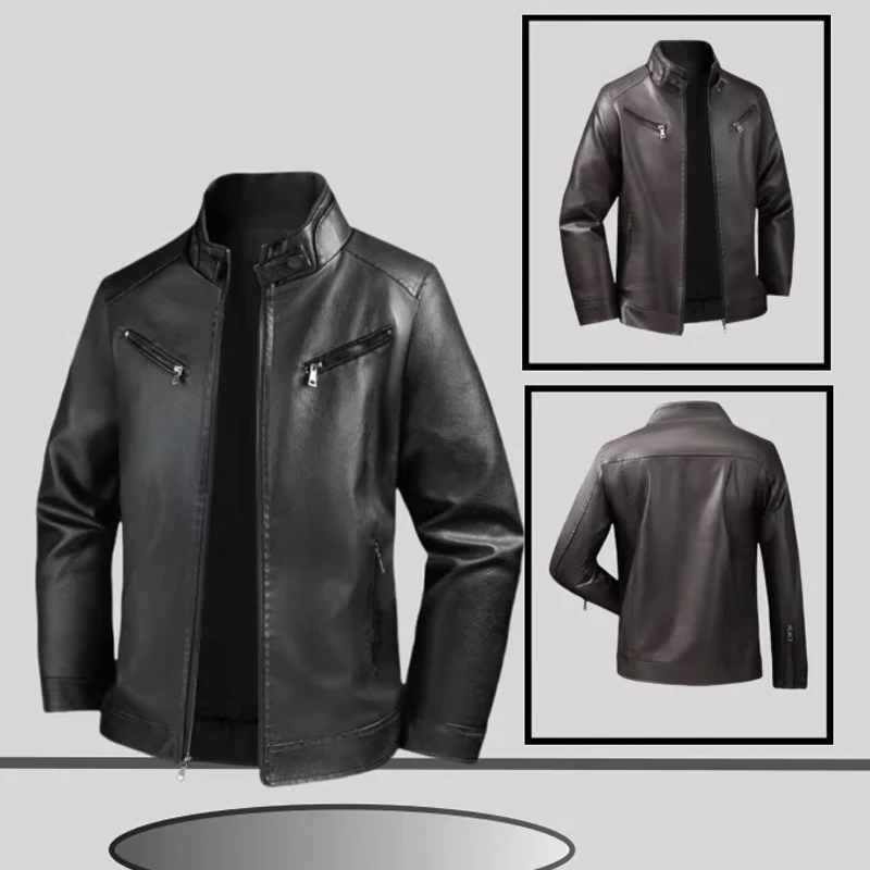

Men's Leather Jacket, Men's Long-Sleeved Leather Jacket, Men's Jacket, Jacket, Leather Jacket