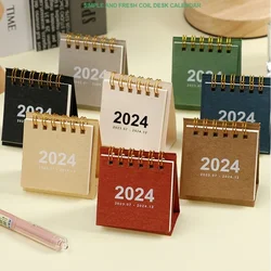 Mini 2024 Desk Calendar Simple English Calendar Book with Stickers Daily To Do List Agenda Organizers Stationary Office Supplies