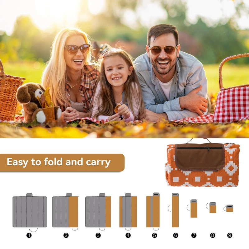 Waterproof Moisture-proof Cotton Outdoor Picnic Mat Portable Storage Mat For Camping Barbecue Picnic Trendy Spring Outing Gift