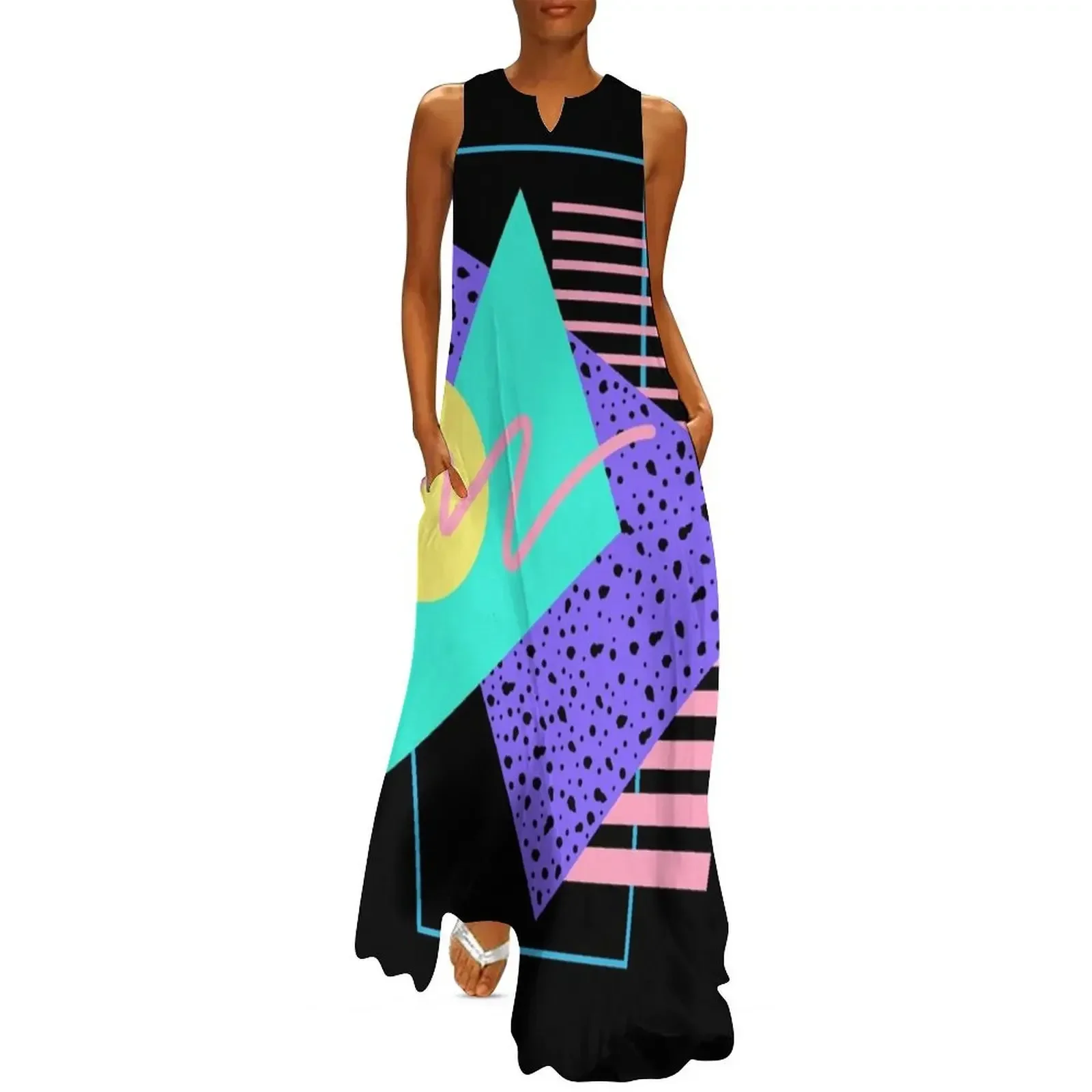 

Memphis Pattern 112 - Retro 90s / 80s Long Dress Woman's evening dress Women's long dress womens clothing