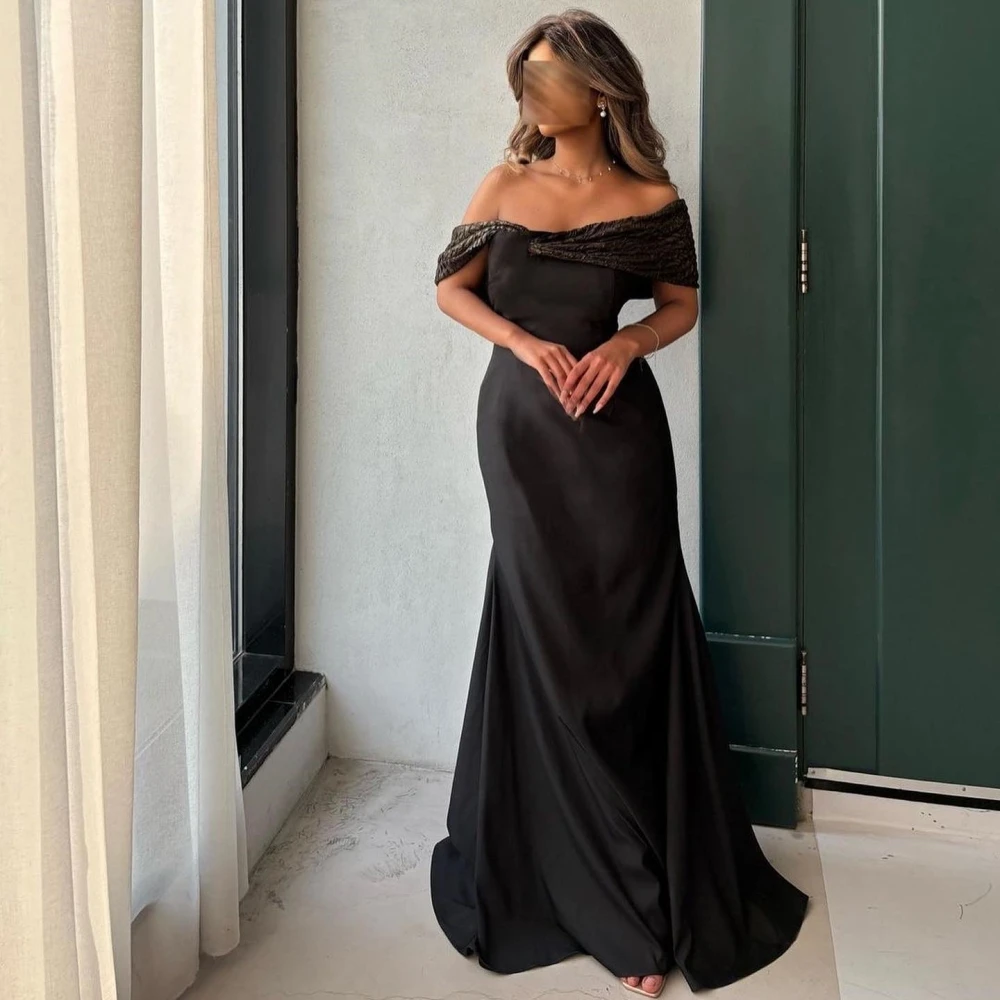 Jiayigong  Jersey Pleat Celebrity Sheath Off-the-shoulder Bespoke Occasion Gown Long Dresses Saudi Arabia  