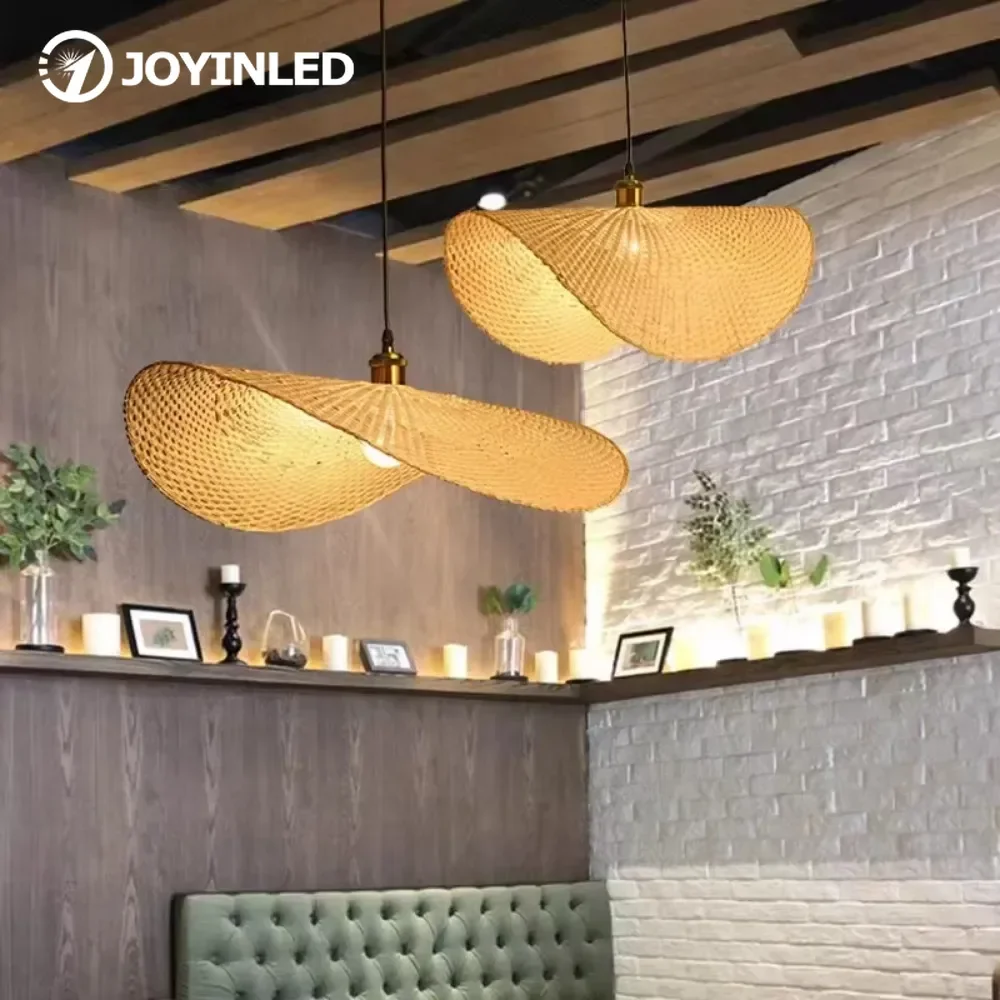 

Hand Weaving Chandelier Lamp Hanging LED Ceiling Pendant Light Fixture Rattan Hand Craft Woven Home Bedroom Decor