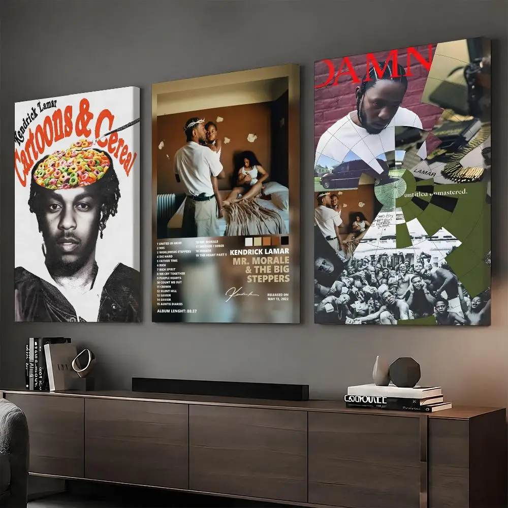 Iconic Rapper K-Kendrick Lamar Framed Wall Painting Vintage Framed Wall Art Poster Canvas Elegant Home Decor Painting