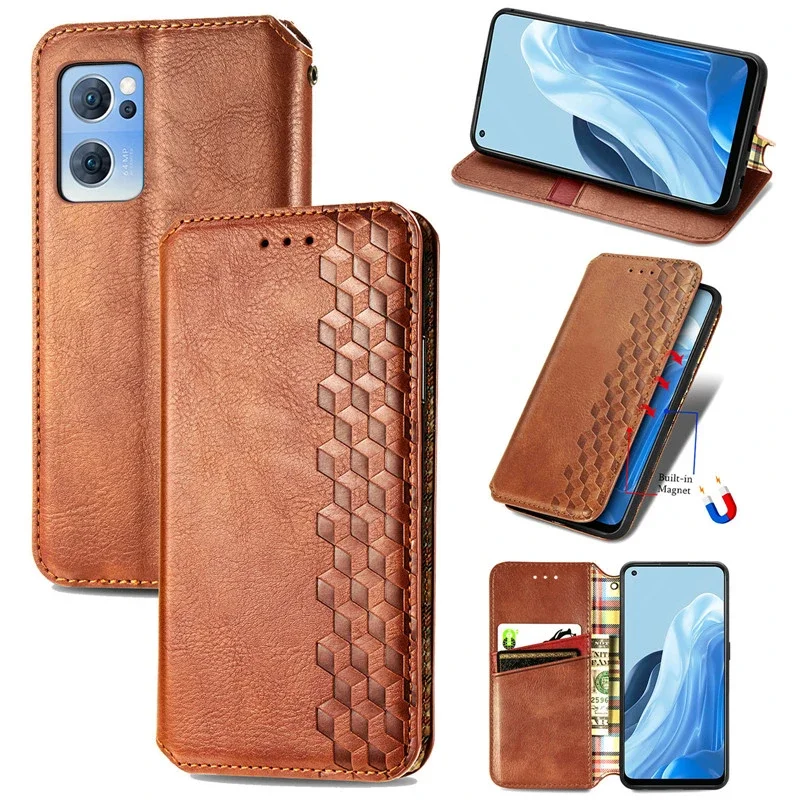 

For OPPO Reno 10 9 8 Pro Plus 8T 8Z 7 Z Luxury Case Magnetic Leather Wallet Book Etui Reno5 Z 5F 6 Lite 4Z 7A 9A Flip Cover