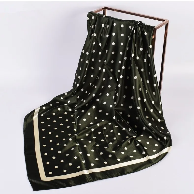 Kopf Schal Frauen Luxus Marke 90 × 90 cm Seide Quadrat Schal Satin Bandana Cheveux Weiche Halstuch Hijab Haar schals Für Damen – Detail 7