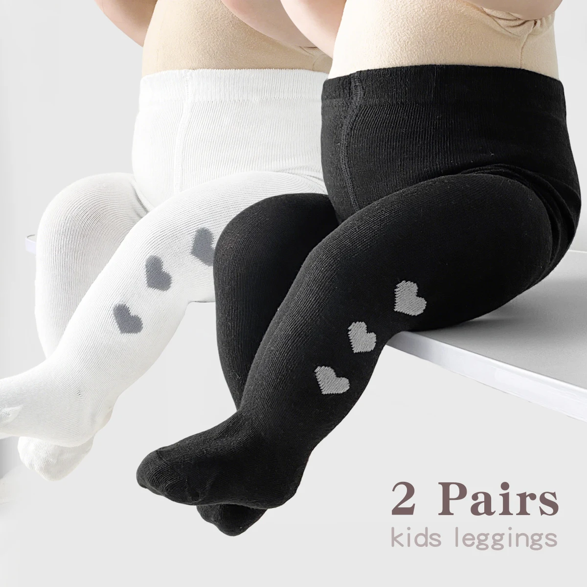 

2 Pairs Baby girl's leggings and tights, children's pantyhose, baby toddler leggings socks suitable for wearing in all four seas