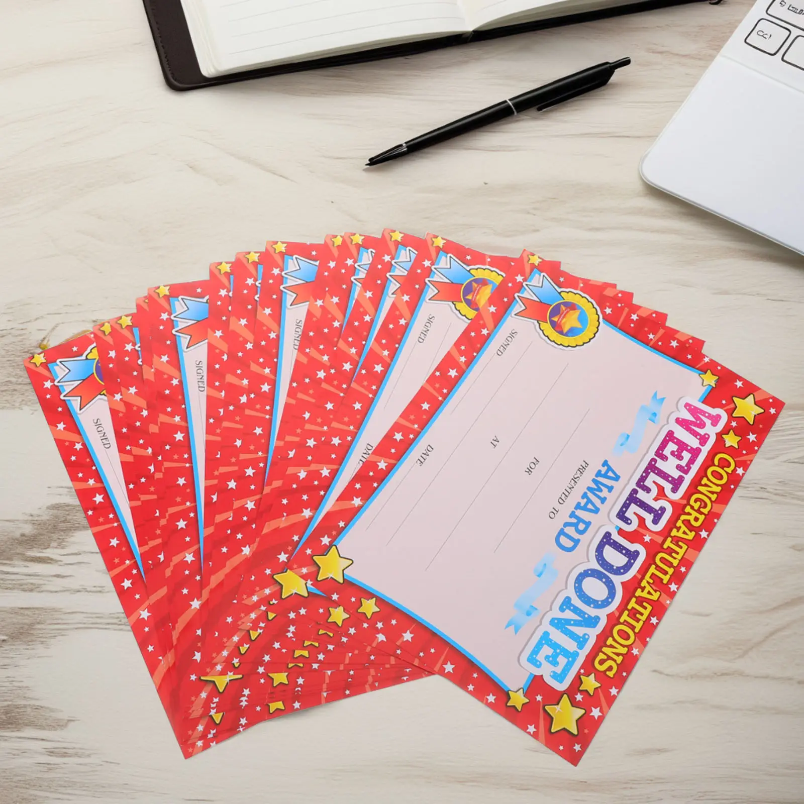 20Pcs Colorful Award Certificates Cartoon Design Student Recognition Papers for Kindergarten Classroom Encouragement Teaching