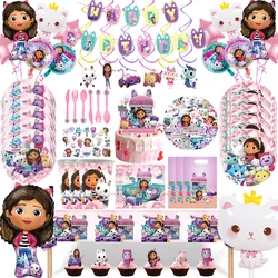 Gabby – décorations de maison de poupée chats, fournitures de fête d'anniversaire, vaisselle jetable, tasses, ballons, arrière-plan, réception-cadeaux pour bébé, fournitures de fête pour filles, nouvelle collection