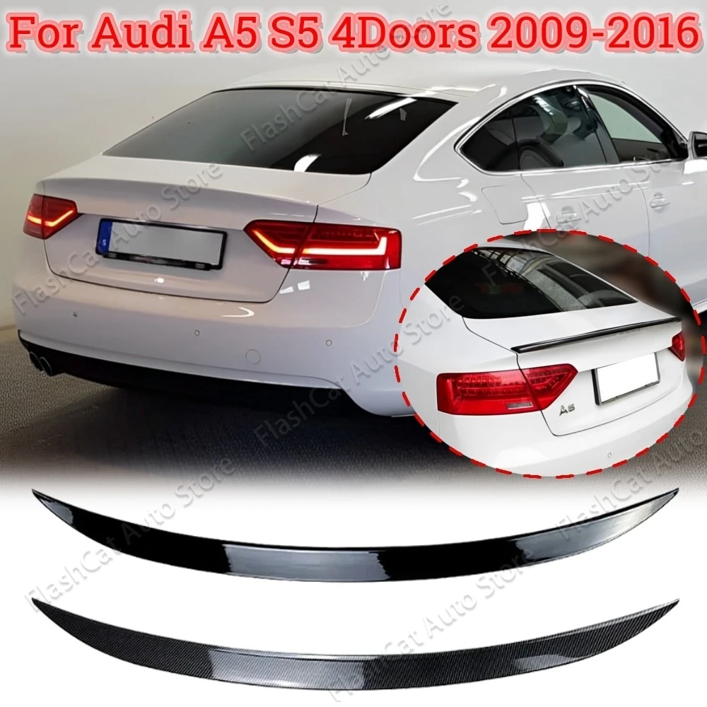 A5 S5 Car Rear Trunk Spoiler Wing Tail Roof Spoiler For Audi A5 S5 4 Doors 2009 2010 2011 2012 2013 2014 2015 2016 ABS Carbon