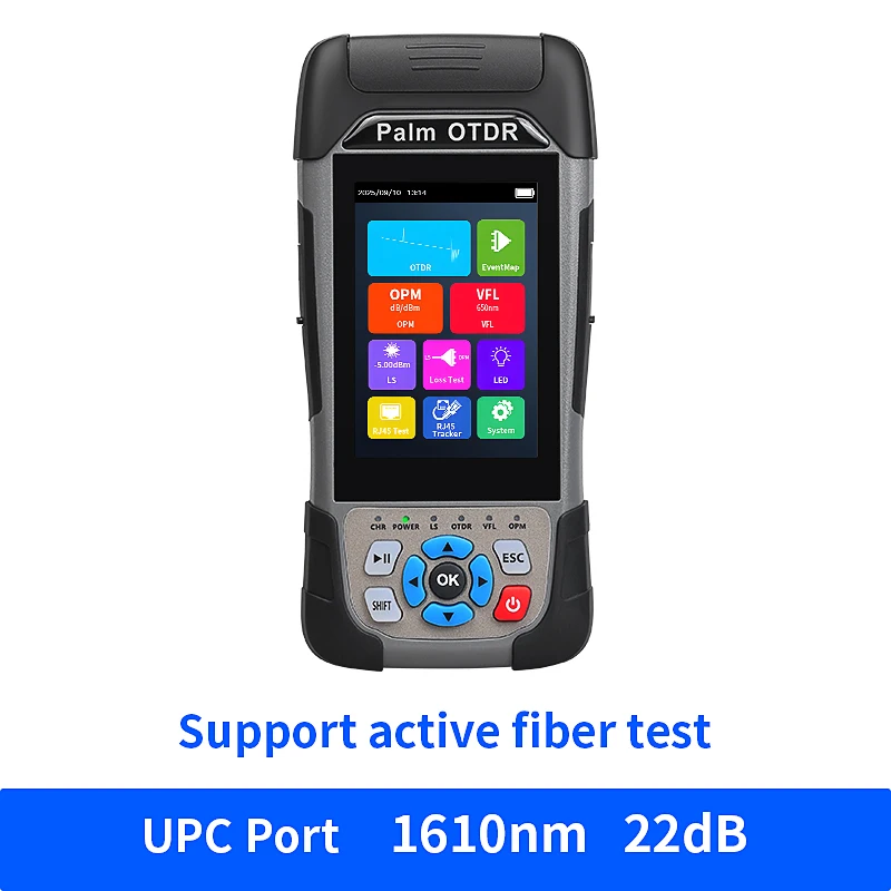 OTDR Reflectometer 90km met touchscreen, eventmap, OPM, VFL, RJ45-tester, 22/24dB, 1310nm, 1550nm, 1610nm, 1625nm (optioneel)