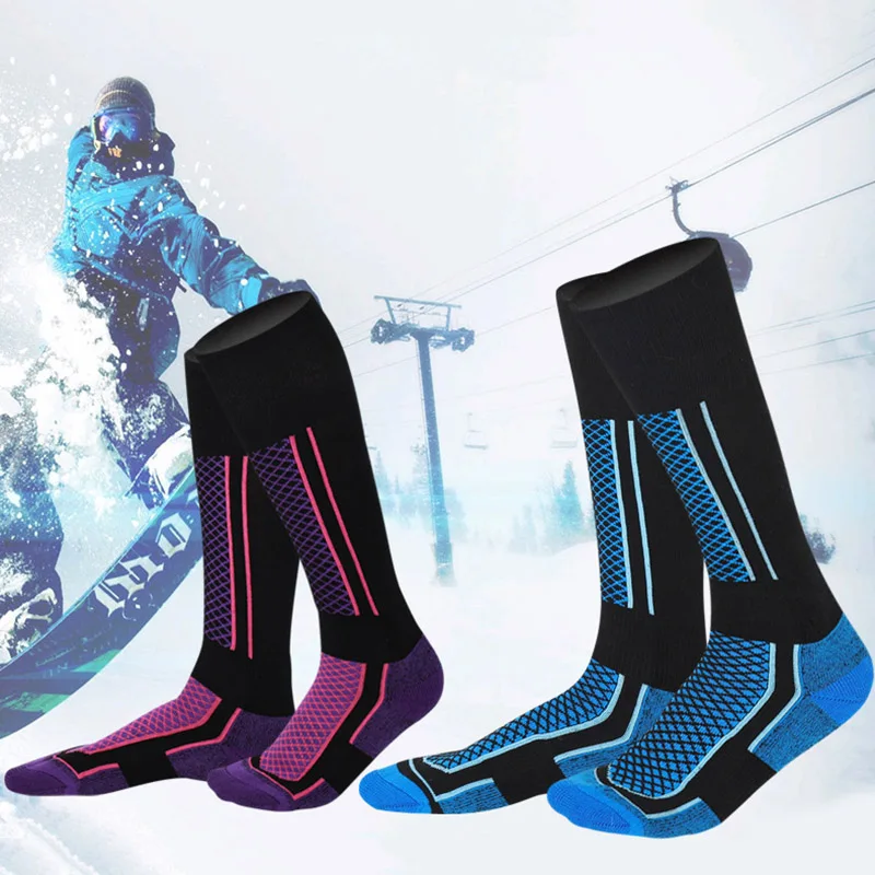 Chaussettes thermiques en coton optique pour hommes et femmes, haute élasticité, absorption d'humidité, sports, ski, cyclisme, football, ski, 506