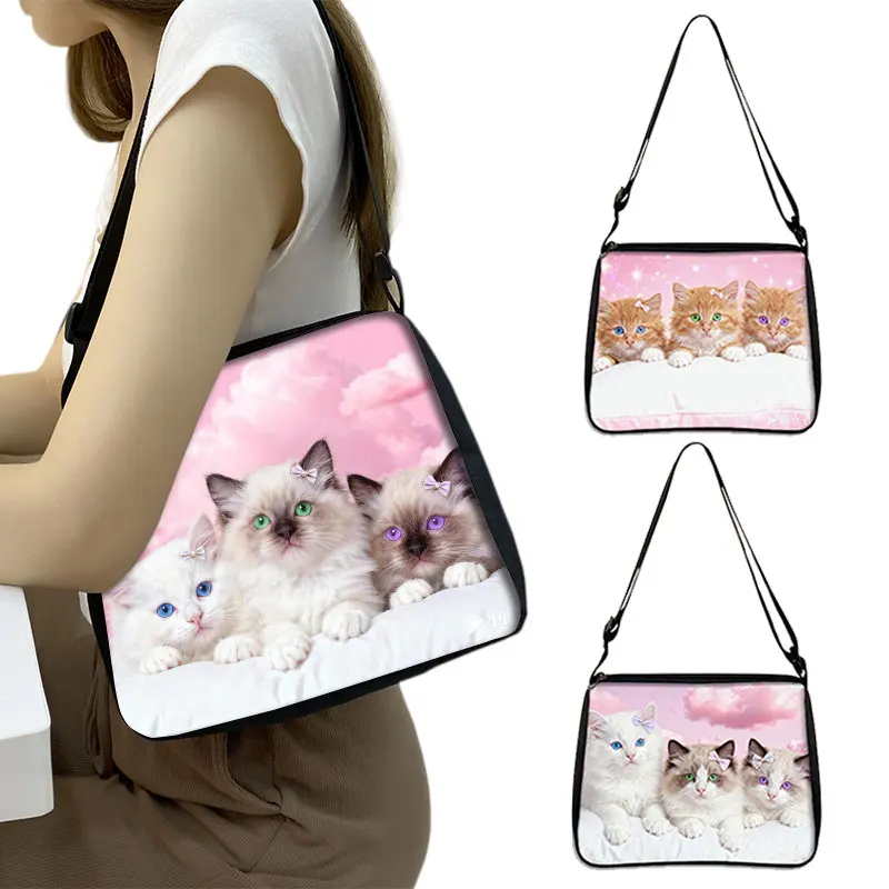 

Cute Cat Lying on The Sofa Print Shoulder Bag Women Handbag Phone Wallet Satchel Bag Teenager Lady Messenger Bags Gift