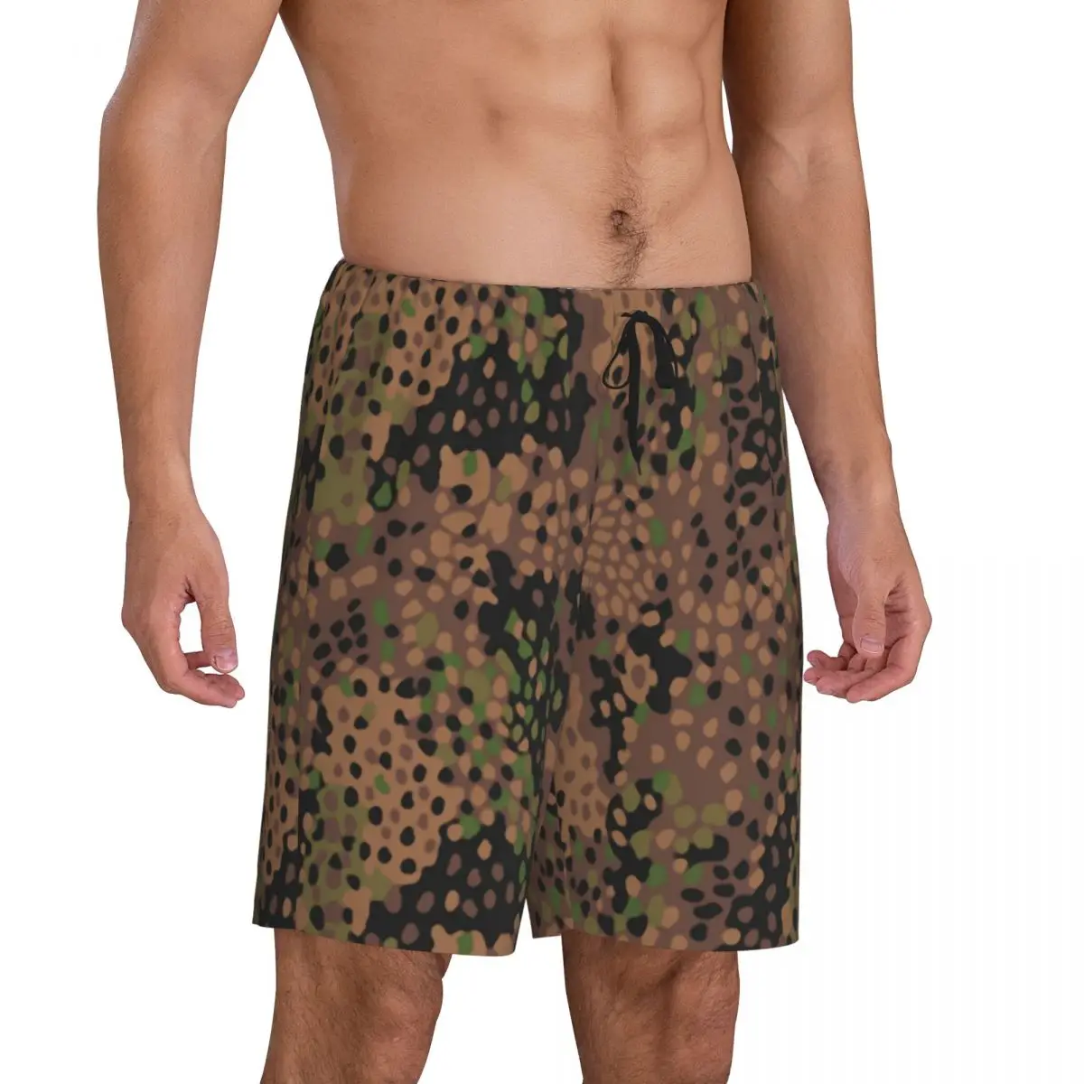 Men's Pea Dot Camo Pajama Shorts Custom Printed Tactical Camouflage Sleep Pjs Sleepwear Bottoms with Pockets