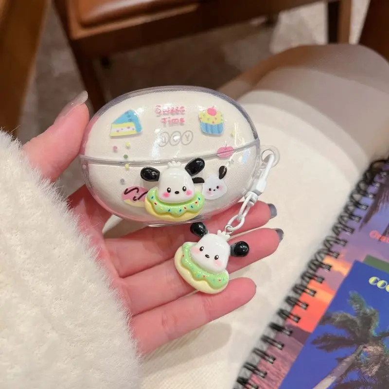 حافظة كرتونية شفافة لهاتف QCY Crossky C30 على شكل نجمة على شكل فراشة الدب سماعة غطاء ناعم QCY C30 صندوق سماعات فوندا مع سلسلة مفاتيح