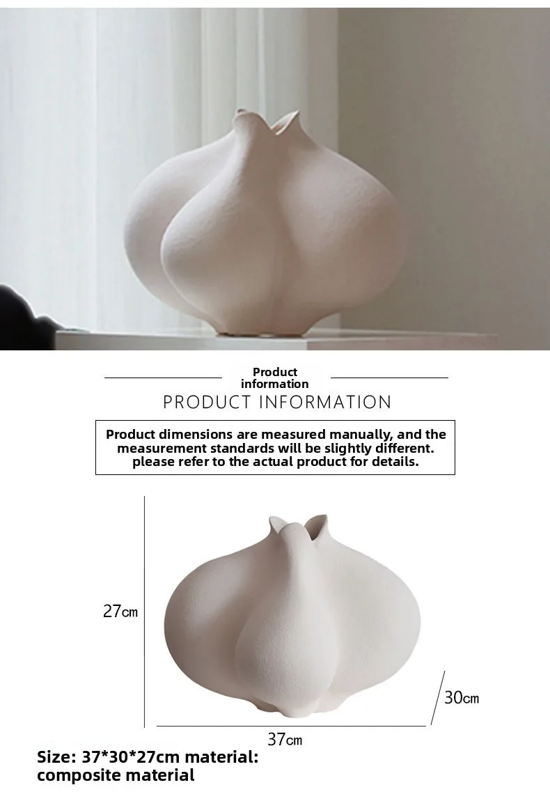 Nordic Cream Wind Large Vase Ornament Hotel B & B Living Room Study Dining Table Home Premium Art Flower Ware