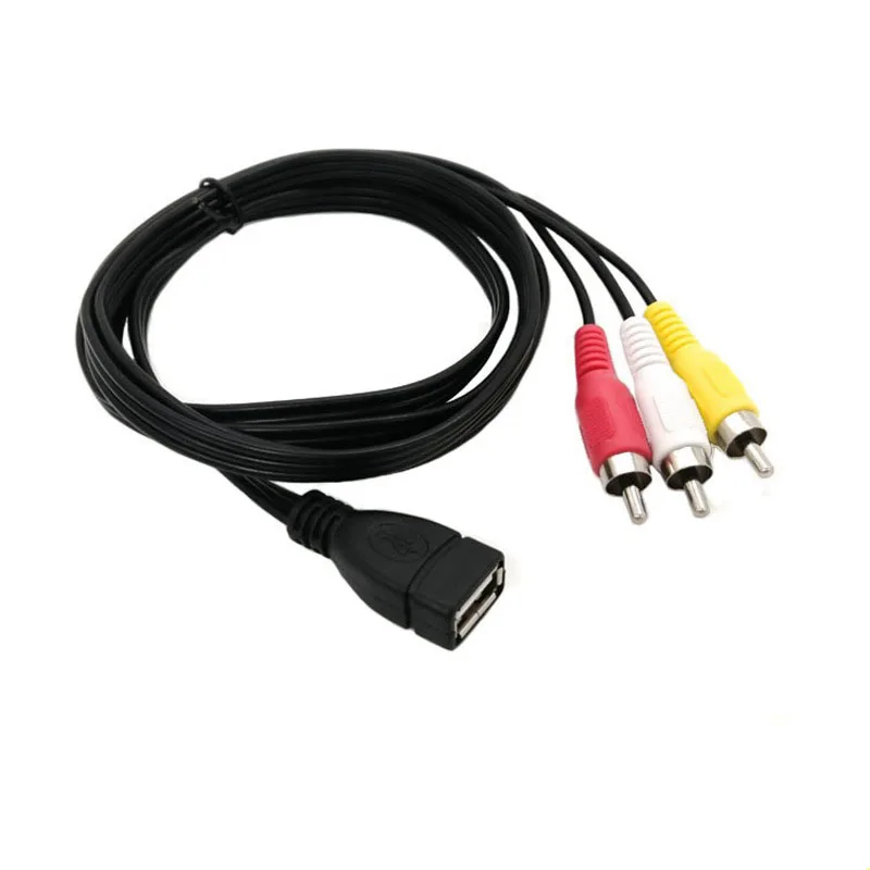 1.5m USB female to 3RCA male audio and video cable USB 2.0 to 3RCA audio and video converter for TV DVD set-top box B4